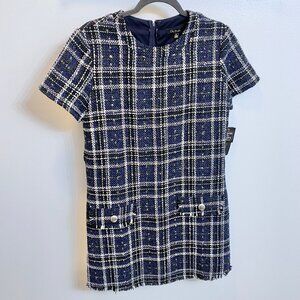 NWT tweed style dress size 9 navy black new